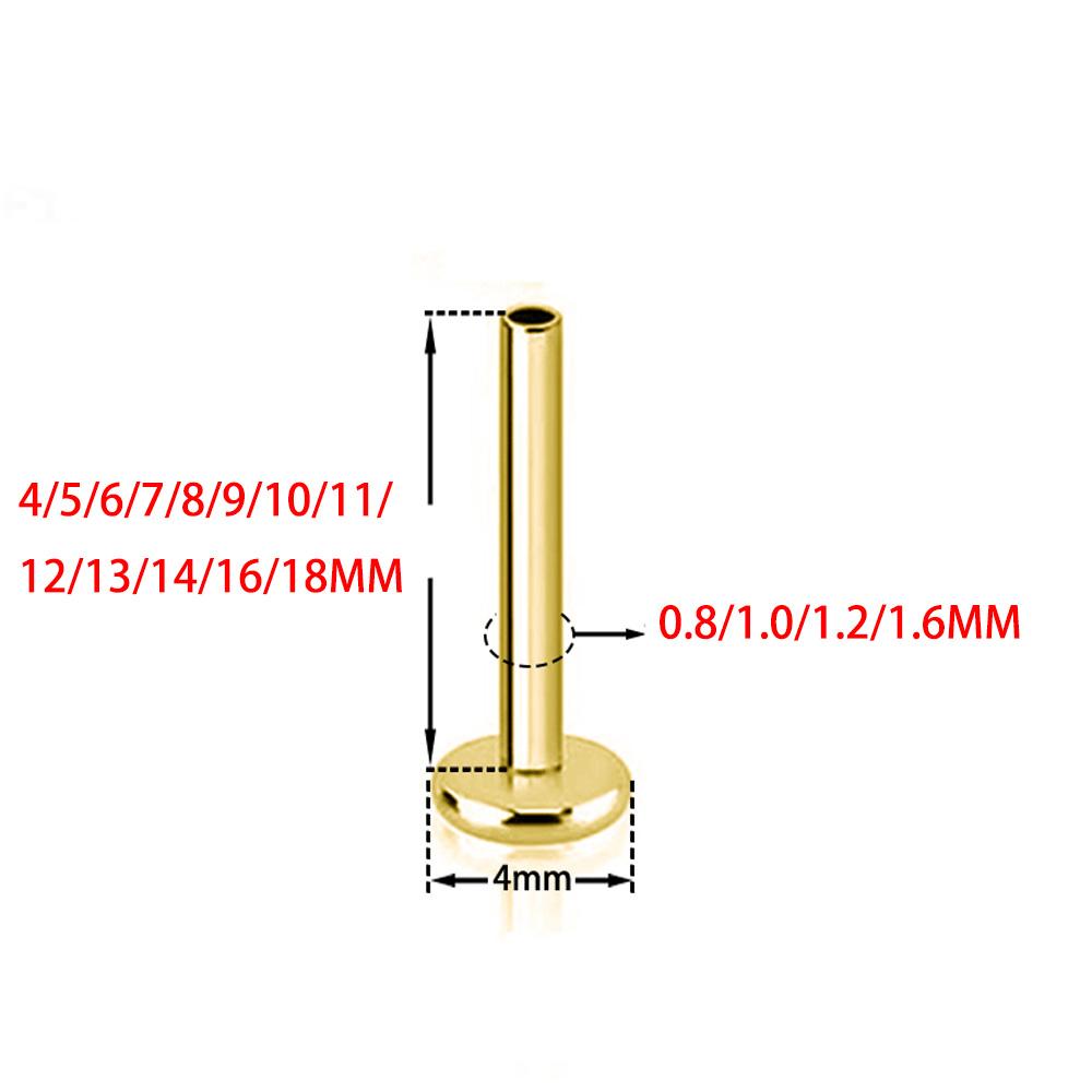 1/10 Pezzi Titanio Labret Stud Filettatura Interna Push Pin Trago Helix Conchiglia Septum Base Piatta Plug-in Gioielli per Piercing all'Orecchio