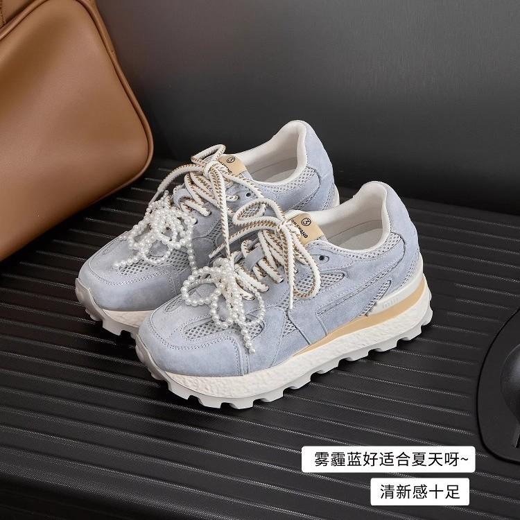 Small 8CM inner height increase women's shoes German training shoes 2025 summer mesh platform sports shoes dad shoes Forrest Gump shoes