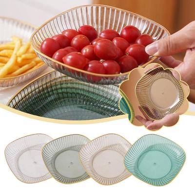 Plateau à Fruits PET Nouveau avec Support de Rangement Plateau à Bonbons Transparent Rond et Lisse Multifonctionnel Assiette à Fruits Secs Maison