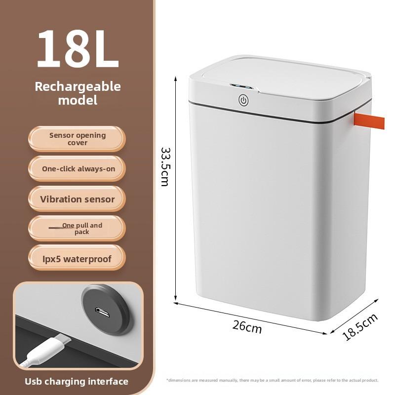 Touch-free Smart Open Lid Trash Can Automatic Packaging Smart Trash Can Bathroom Gap Garbage Storage Bucket
