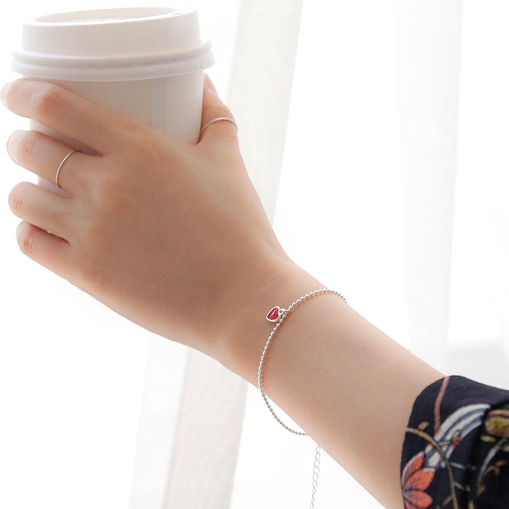 J.Lauren 1B0881 Heart Enamel Silver Ball Chain Bracelet