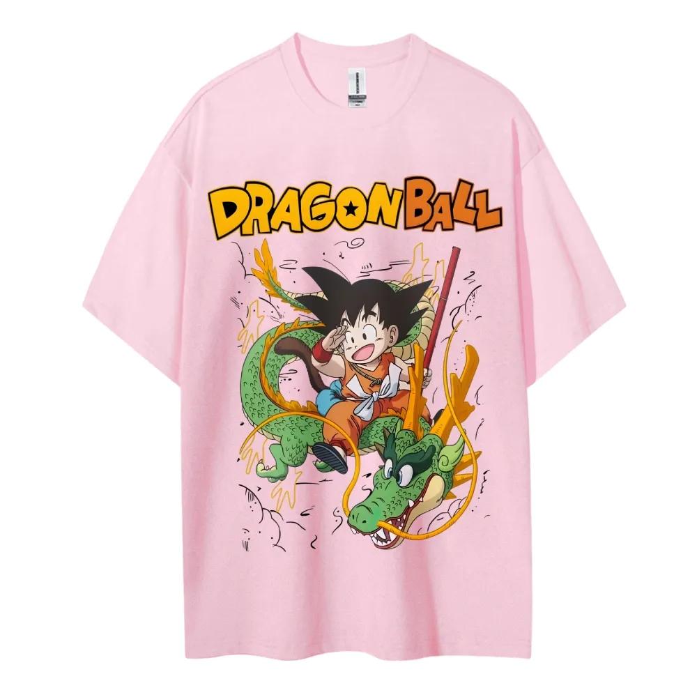 2026 Summer Dragon Ball Oversized Tshirt High Quality 100 Cotton Kid Goku  Shenron Print Unisex Retro Casual Adults Kids