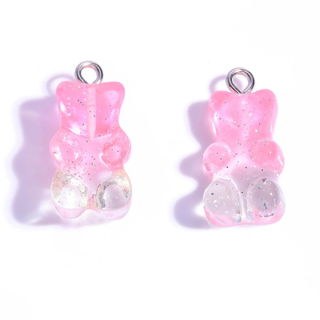 Colorful Transparent Bear Resin Pendant for DIY Jewelry and Keychains