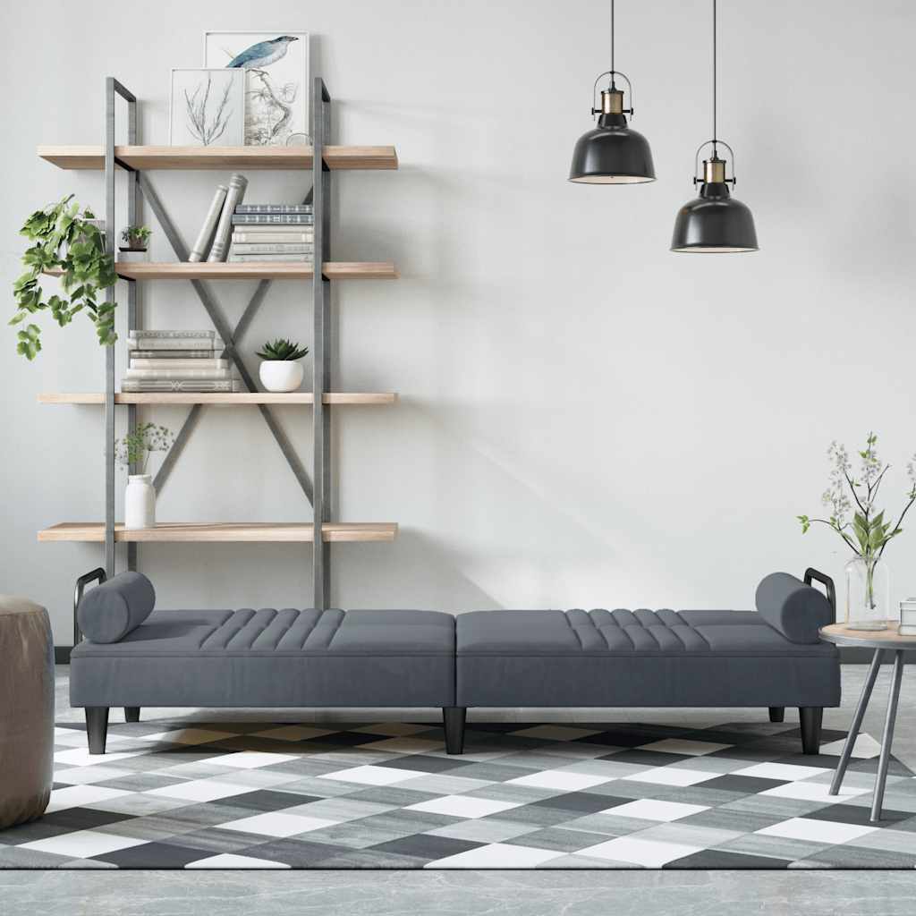 Vidaxl Foldable Sofa With Armrests, Dark Grey, Velvety
