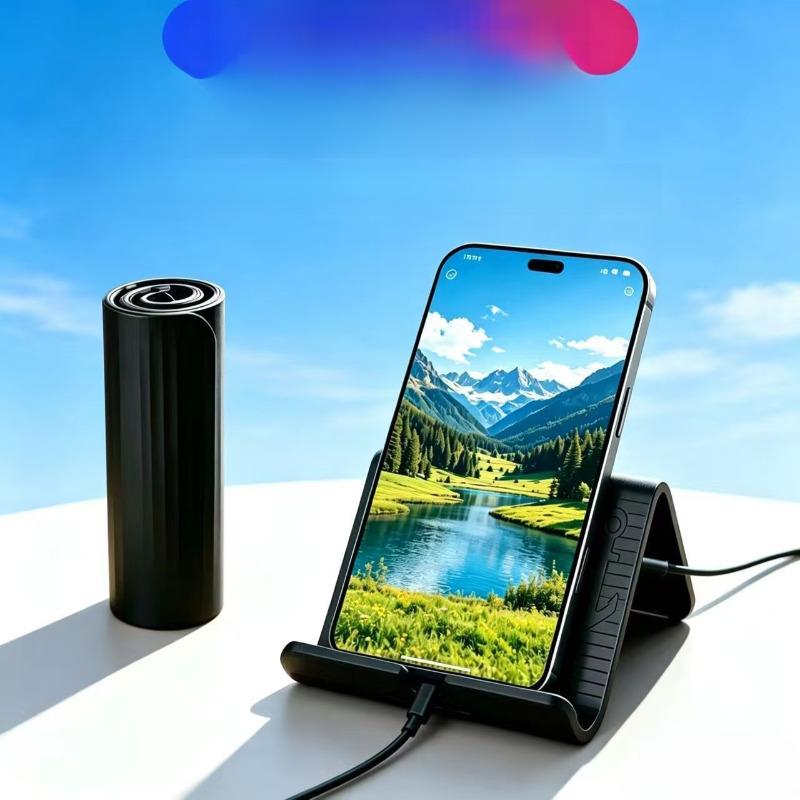 Silicone Desktop Phone Tablet Foldable Portable Multifunctional Lazy Bracket Non Slip with Charging Hole for Travel Home Office