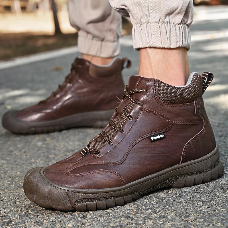 Golden Sapling Outdoorstiefel Echtschuhe Retro Winter Herrenstiefel Lässige Arbeitsschuhe für Herren Taktische Freizeit-Fußbekleidung