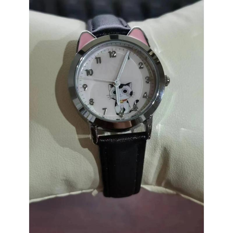 UTHAI Children Watch Girl Pink Cute Cartoon Cat Watch Waterproof 5-15 Year Old Primary School Student Women Fashion Quartz Clock