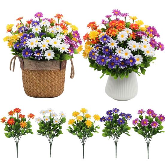 5 Pcs Faux Daisies Bundles UV Resistant Artificial Flowers Realistic Fake Fall Flowers with Bendable Stems for Flower Arrangement Indoor Decorations