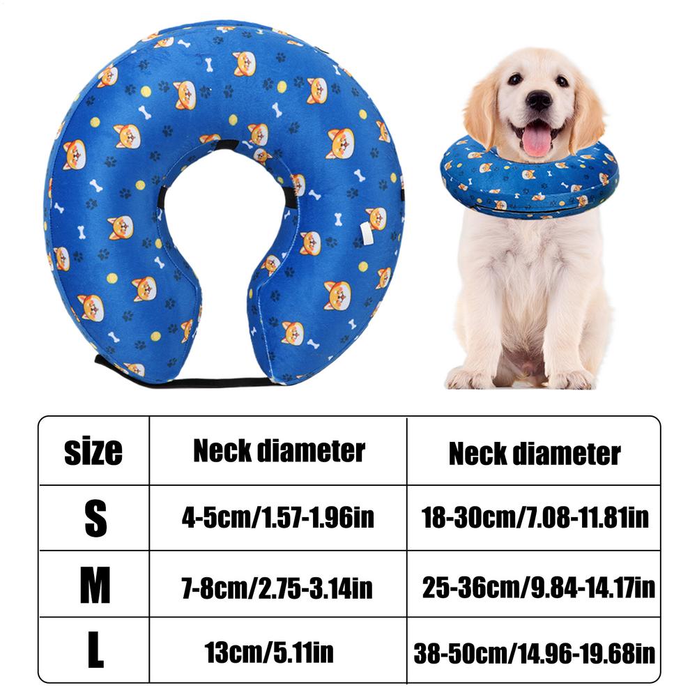 

Надувной конус для собаки Мягкий надувной регулируемый воротник для щенка Защитные конусы для питомца для предотвращения вылизывания и царапания S синий