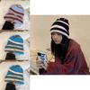 Colorful Striped Knit Hat Women Winter Season Warm Ear Protection Cap Casual Student Cold Hat