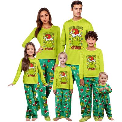 Ebeveyn-Çocuk Noel Baskılı Ev Takımı Uzun Kollu Üst Ve Pantolon