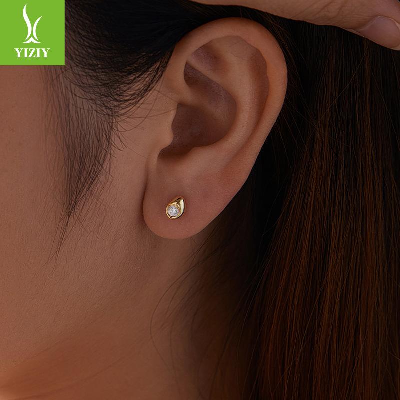 Water Drop Moissanite Stud Earrings Simple Premium Texture S925 Sterling Silver Stud Earrings