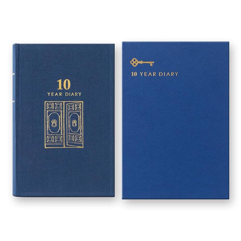 DESIGNPHIL MIDORI 10-Year Diary, Navy Blue Cover, 12397006
