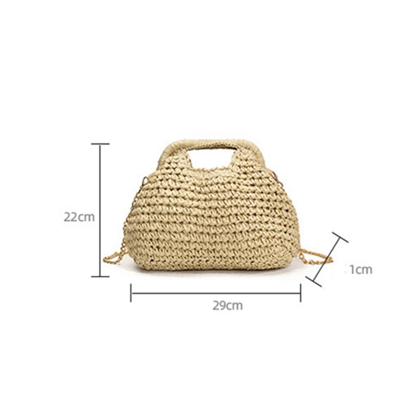 Retro Woven Clutch Bags for Women Straw Shell Chain Handbag Messenger Bag Ladies Holiday Beach Eco-friendly Crossbody Bag CLE