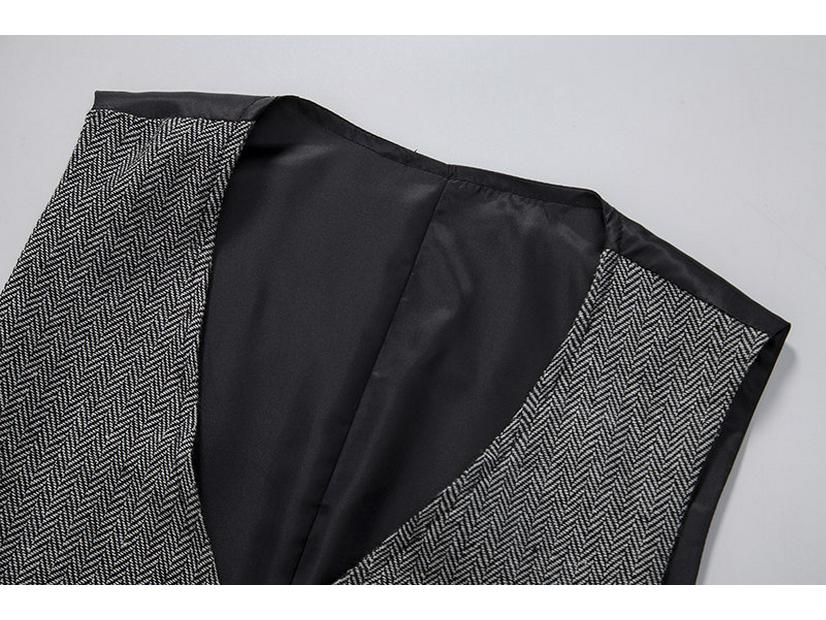 Retro Single-Breasted Men's Suit Vest with Three-Dimensional Pockets
