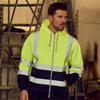 Fleece-lined Outdoor Sanitation Workwear Men's High Visibility Reflective Strip Zipper Color Blocking Hooded Sweatshirts