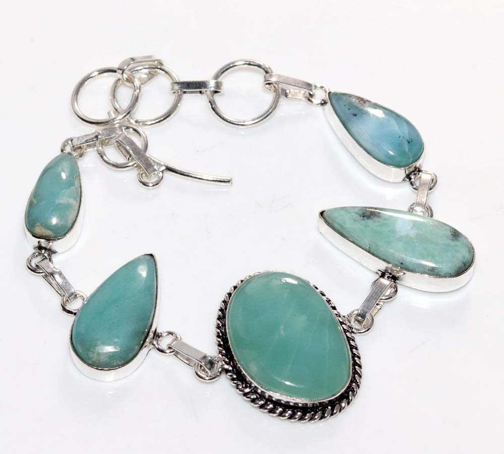 Anständiges Larimar 925 Silber Plated Armband 9" Schmuck Limitierter Lagerbestand Sonderangebot R2V49