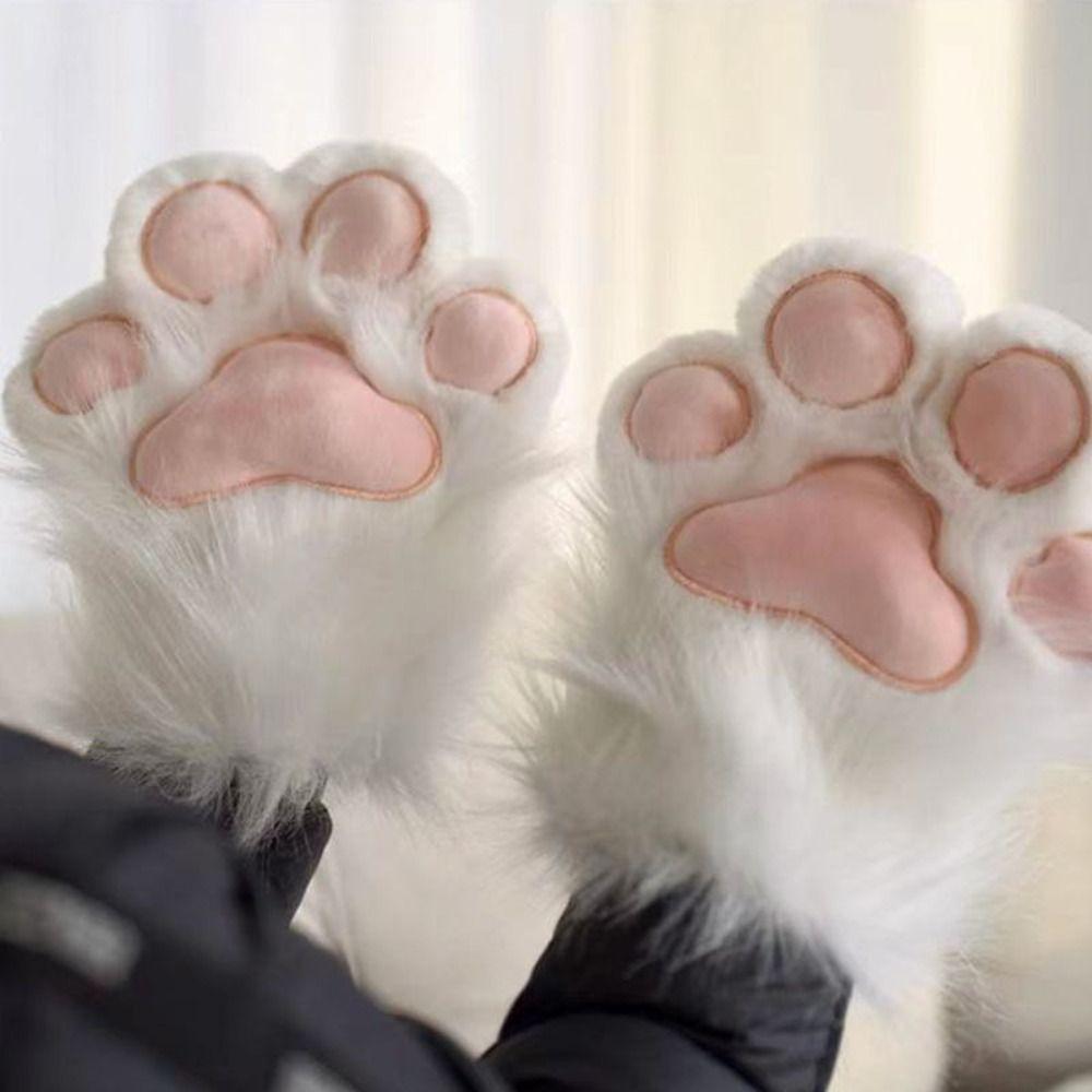 Cartoon Plush Cat Paw Gloves Fursuit Kigurumi Cosplay Props Cute Cat Claw Mittens  Gifts