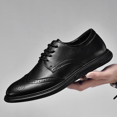 Mens Dress Shoes Oxfords For Men Genuine Leather Formal Brogue Shoes Man Business Office Luxe Black Lace-Up Men'S Wedding Shoes