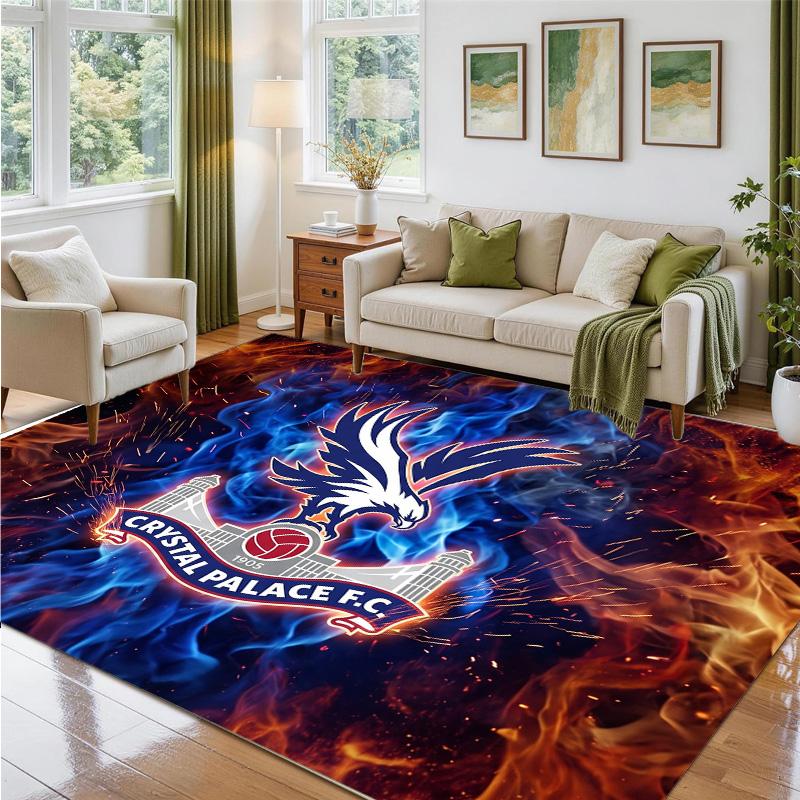 Crystal Palace Football Design Crystal Velvet Rug Soft Decorative Mat for Bedroom Entrance