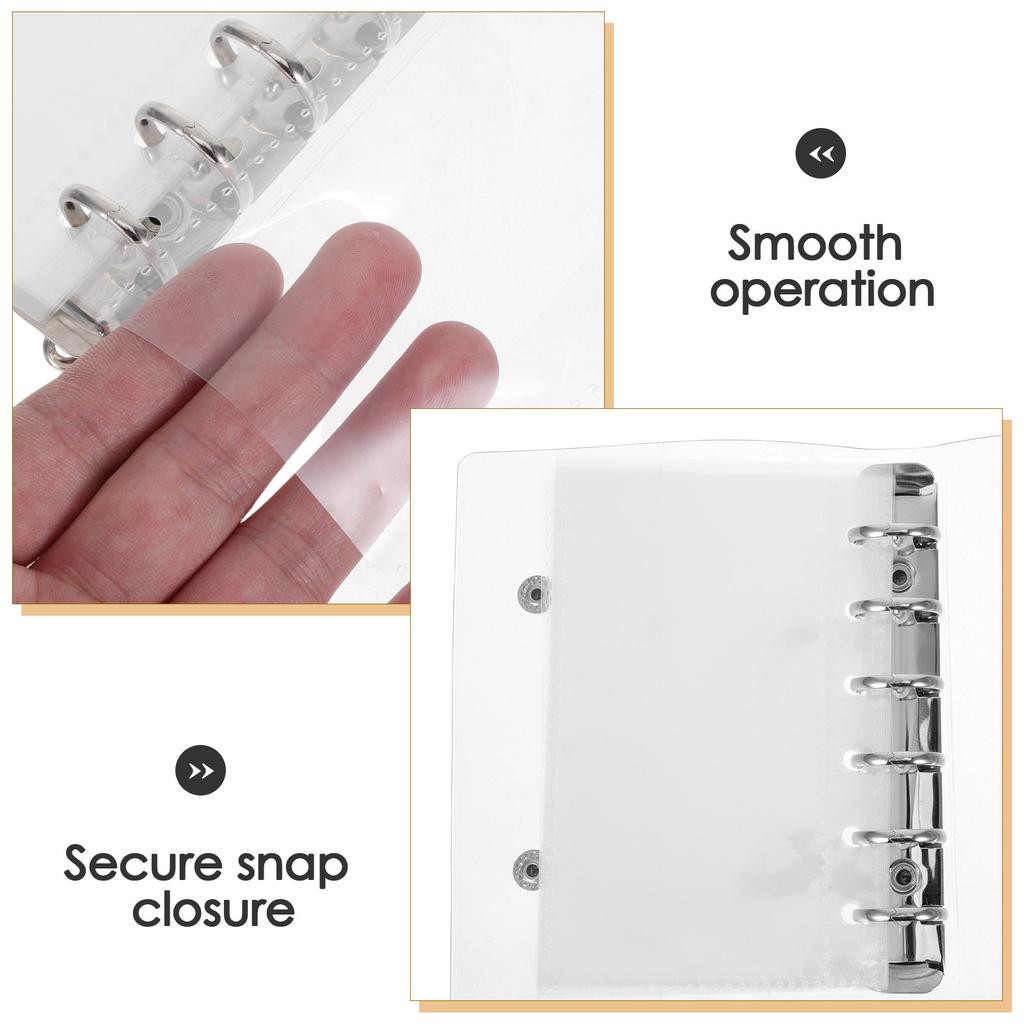 6 Ring Transparent Soft PVC Binder Cover A7 Snap Closure Loose Leaf Notebook Refillable Journal Card Photo 6 Ring A7 PVC Binder