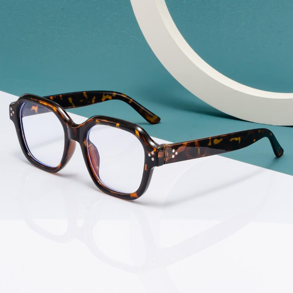 Square Shape Anti Blue-ray Glasses Wood Stripes Large Frame Eyewear Unisex