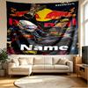 Custom Name Personalized Red Bull Racing Print Tapestry, Wall Art Decor, Bedroom, Dorm, Apartment, LivingRoom, Party Backdrop, Gift for Birthday