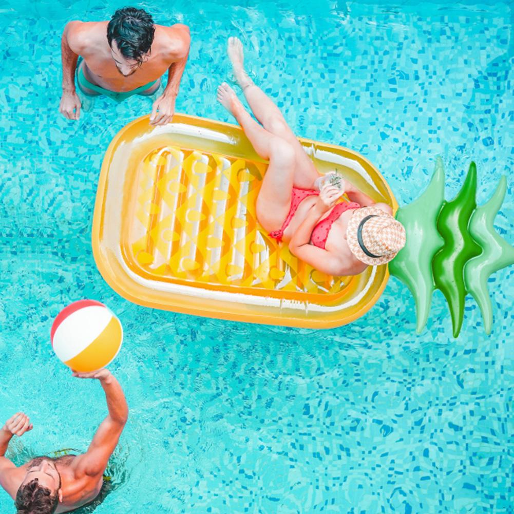 Pineapple Inflat Air Mattress Foldable Floating Water Recliner Mats Comfortable PVC Large Size Swimming Pool Accessories