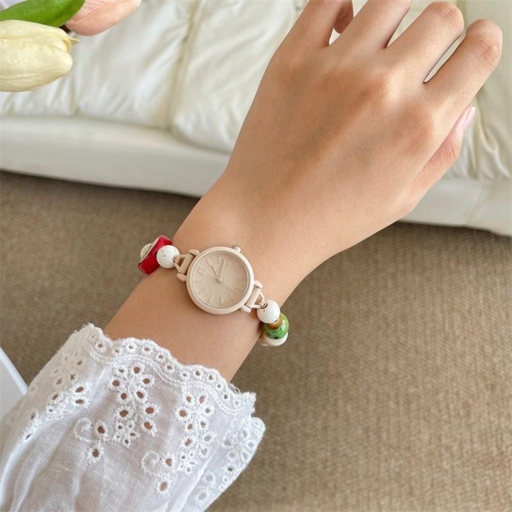 Nouveau Bracelet Montre Couleur Bonbon Fait Main Montres Réglables Pendentif Perlé Montre à Quartz Femmes Filles