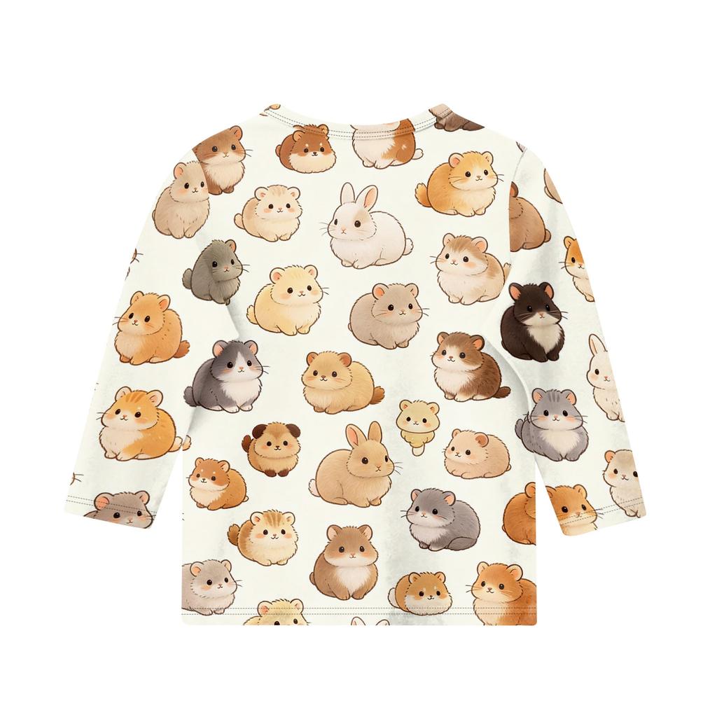 Kinder Tierdruck Rundhals 3/4 Ärmel Lässiges T-Shirt Weicher Stoff Bequeme Passform Leichtes Design Geeignet für den Alltag