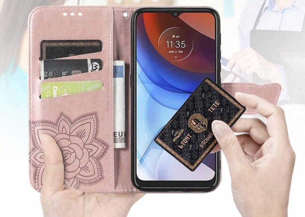 Flip Case for Motorola Edge 50 Fusion 5G, Butterfly, Rose Gold