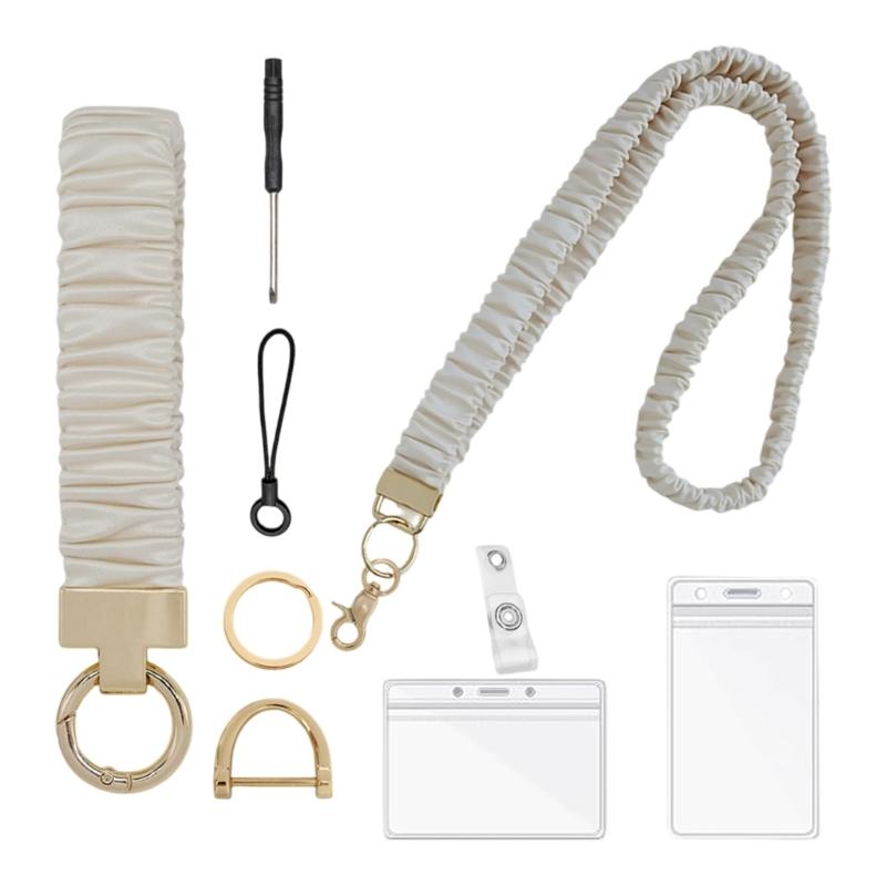 Multifunctional Retractable Scrunchie Lanyard With Keychain And Card Holders Perfect For Offices Work School And Travel