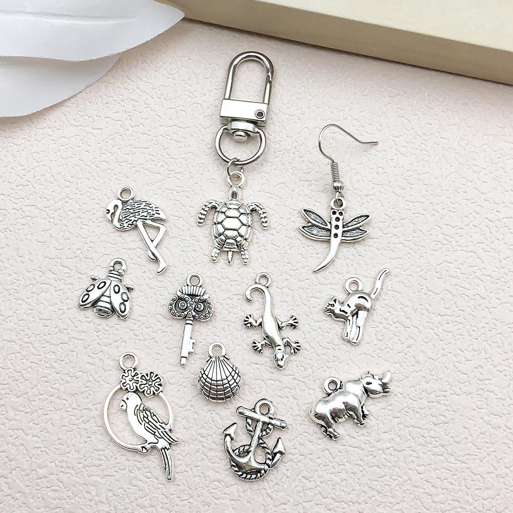 Náramek a přívěsek s tibetským stříbrným zvířecím přívěskem: Vážka, Krab, Želva, Jelen, Holub, Sova, Kráva