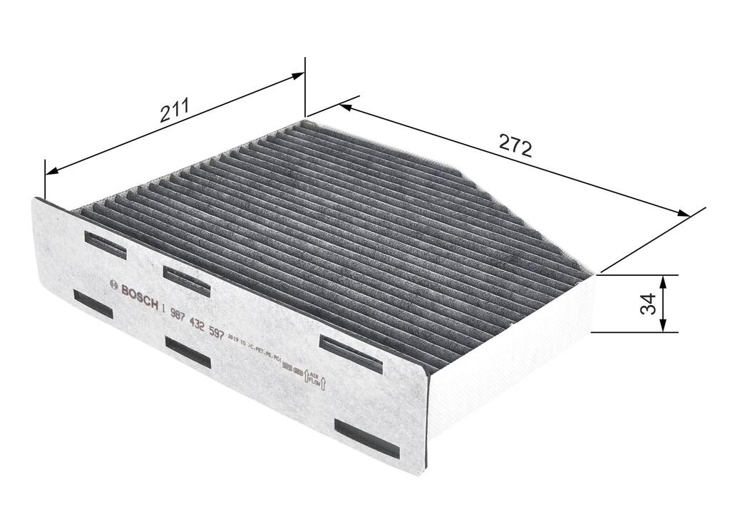 BOSCH Innenraumfilter Plus (Desodorierender Typ) für VW1 (987 432 597)
