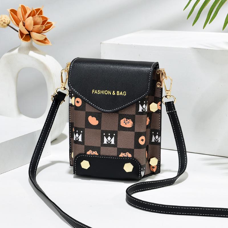 2024 Damska Transgraniczna Torba na Telefon Komórkowy o Dużej Pojemności: Torba listonoszka z podwójną komorą, wysokiej klasy, pionowa, prosta.