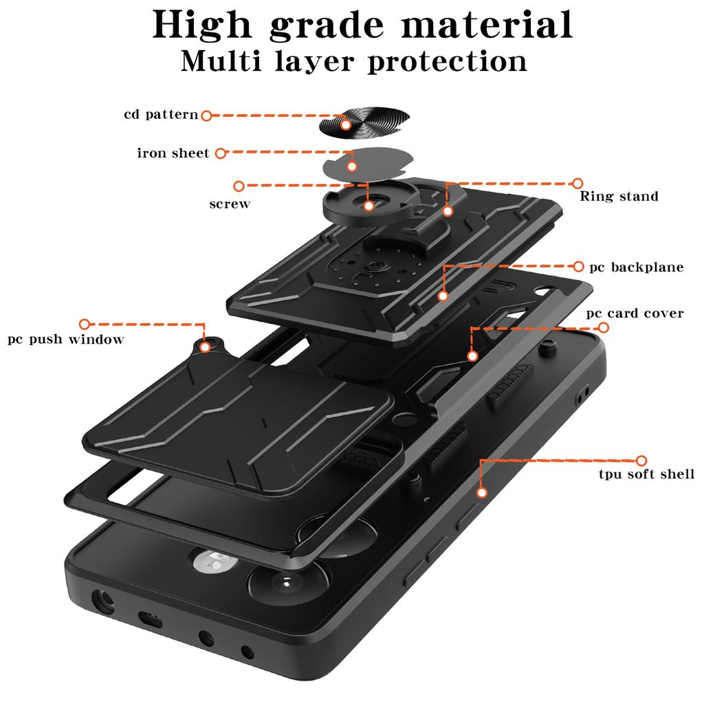 For Xiaomi Poco M7 Pro 5G Case PC+TPU Kickstand Phone Back Cover with Camera Slider