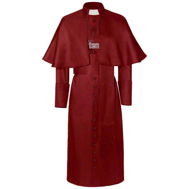 Medieval Priest Costume: Solid Color Clergy Robe & Cloak for Halloween & Christmas