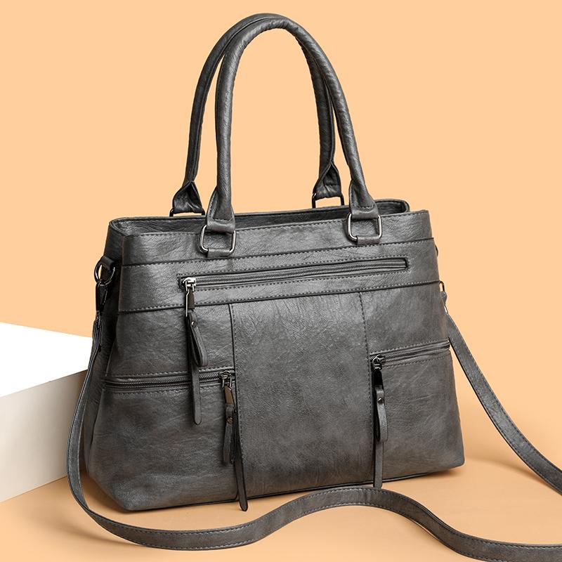 Genuine Brand Top Quality Soft Leather Casual Tote Bags for Women Handbag Luxury Female Shoulder Crossbody Sac Winter Style Bag