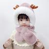 Fashion Cartoon Kids Integrated Cap Scarf Windproof Plush Baby Hat With Scarf Thickening Warm Ear Protection Cap Children