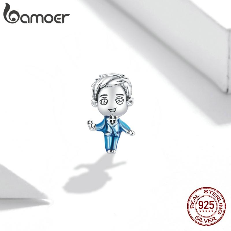 

BAMOER Стерлингового Серебра 925 пробы Семья Любовь Свадьба Жених Шарм Подвеска для оригинального браслета DIY Ювелирные Изделия 925 silver
