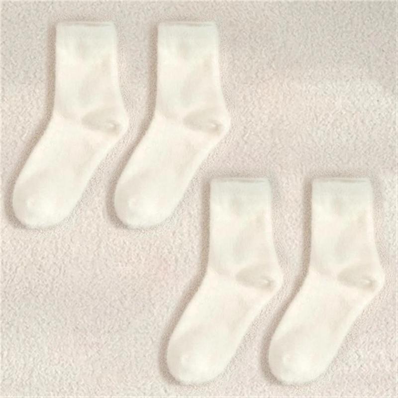 

1/2/3/4 пары симпатичных женских носков из норки, плюшевых, белых и черных, осенне-зимних, эластичных, утолщенных, прекрасных, термальных, кораллового цвета, бархатных носков для сна 2 Pairs белый