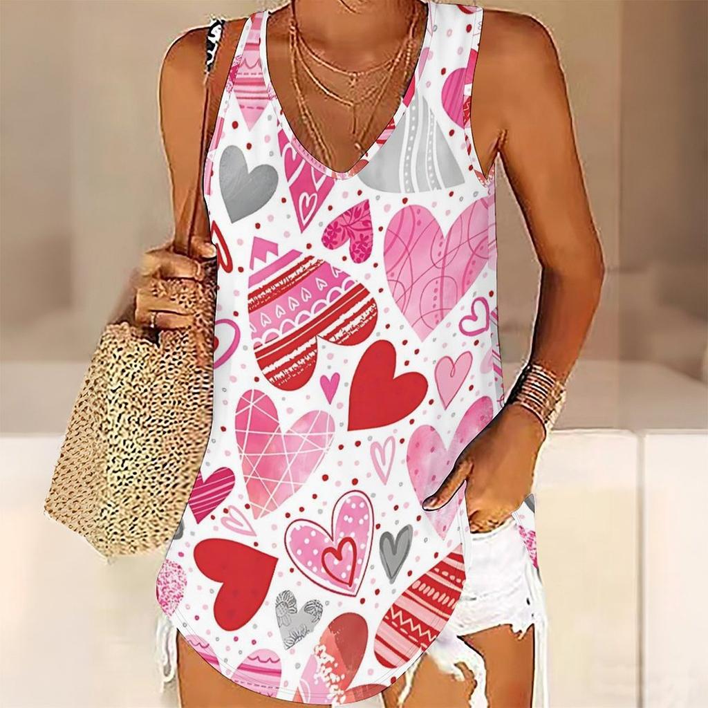 Topy bez rękawów z nadrukiem w kształcie serca 3D dla kobiet, do ćwiczeń, jogi, na siłownię, letnie koszulki sportowe z nadrukiem, rozmiary plus, ekskluzywne na Walentynki