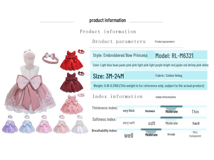 Children's Lace Color Block Birthday Bow Dress