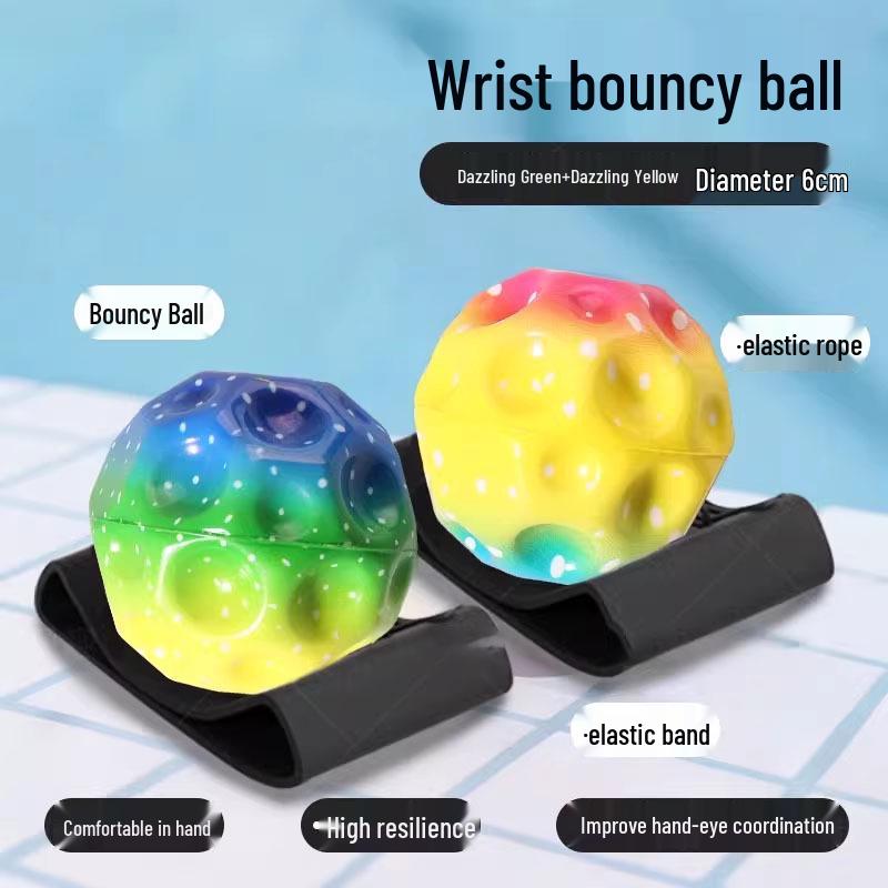 Luminous Moonstone Rubber Reaction Ball with Rope for Children