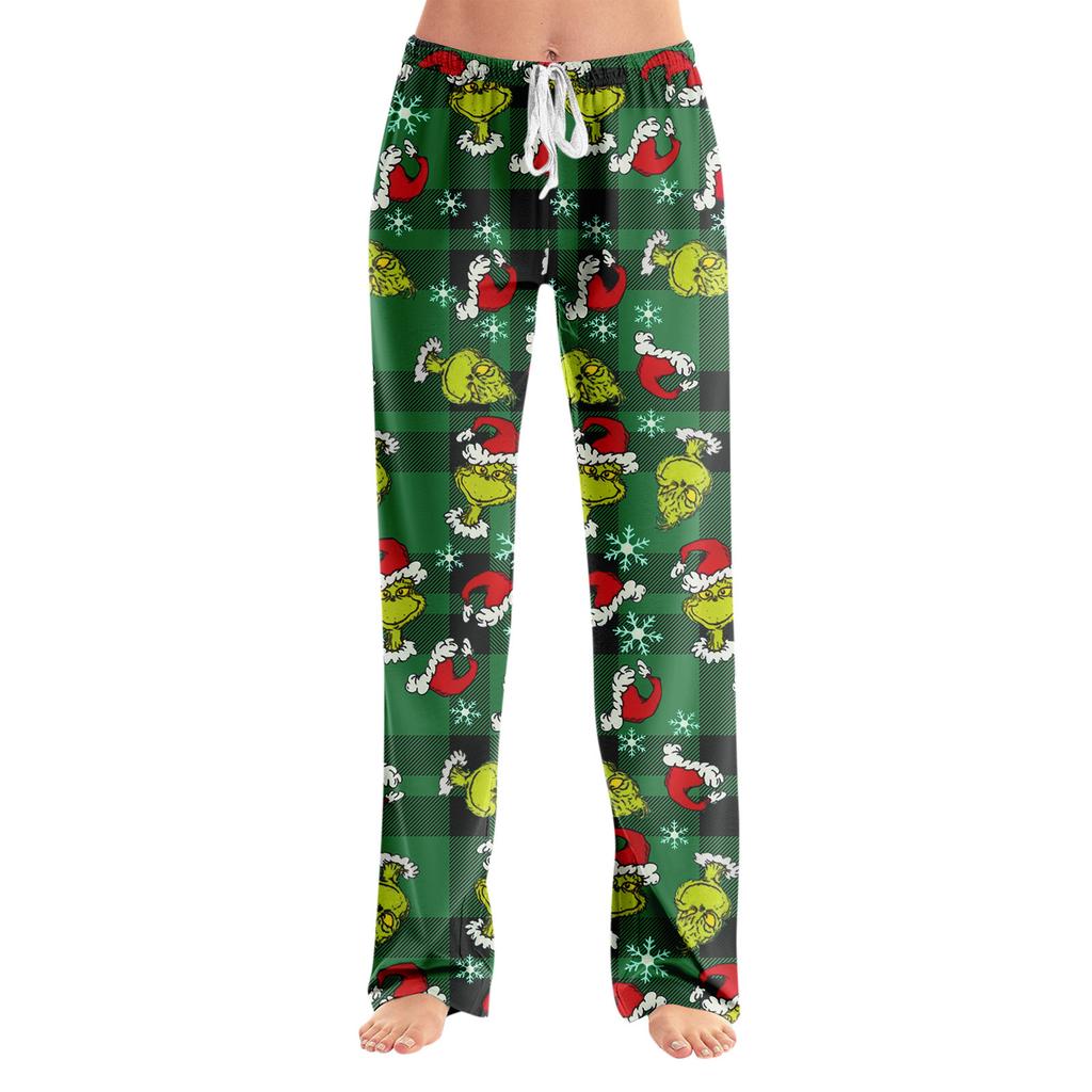 Pyjamasbukser Nattøy Fritidssnor Elastisk midje Bukser Komfortable Rette Yoga Løse Bukser