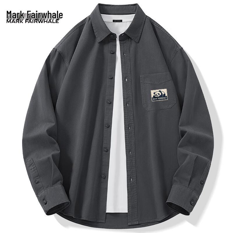 Mark Fairwhale Men s Chinese Style Panda Print Pure Cotton Long-Sleeve Shirt L