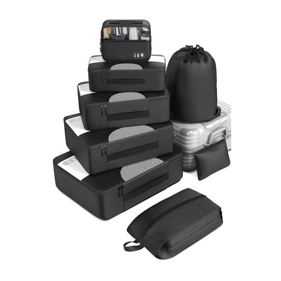 

8 шт. упаковочные кубы багажные органайзеры сумки набор большой емкости застежка-молния одежда чёрный