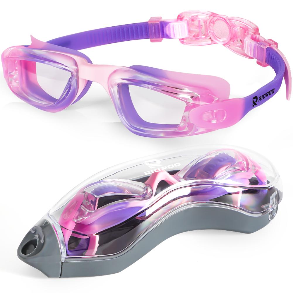 Kids Swimming Goggles Professional Anti-Fog/UV Protection No Leakage for 3-14 Years Girls Boys Swimming Goggles Gift Case