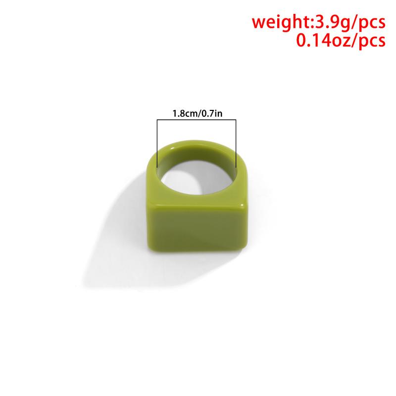 2Pcs Resin Trendy Ring Women Rings Simplicity Temperament Geometric Square Ring Colored Acrylic Ring