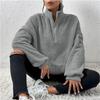 New Women's Plush Lined Stand Collar Sweatshirt, Half Zip Casual Pullover Top with Fleece Lining for Autumn Winter Warm Sports Wear